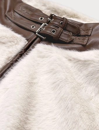 Kurtka futrzana ze stójką ecru (gsq2228)