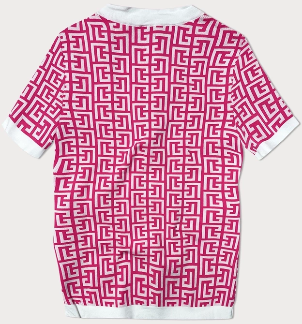 Bluzka z dzianiny z krótkim rękawem fuksja (009)