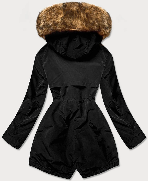Zimowa parka damska na futrze czarna (m21312)
