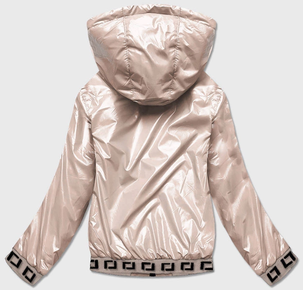 Krótka kurtka damska z kapturem złota (b9787-101)