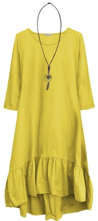 BAWEŁNIANA SUKIENKA OVERSIZE ŻÓŁTA (403/3ART)