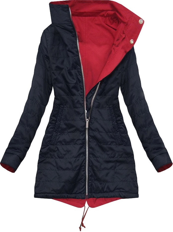 DWUSTRONNA PARKA Z KAPTUREM CZERWONO-GRANATOWA (W303)