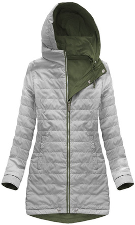 DWUSTRONNA PARKA Z KAPTUREM KHAKI-SZARA (W0232BIG)
