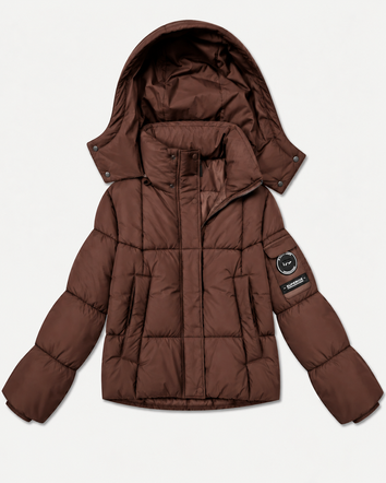 Damska kurtka puffer czekoladowa (B6061-14)