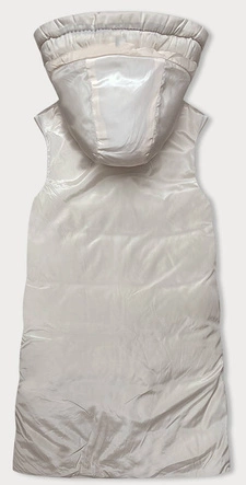 Długa kamizelka damska dwustronna czarny-ecru (V771)