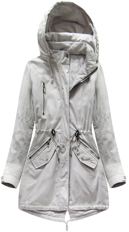 DWUSTRONNA PARKA Z KAPTUREM SZARA (W0233BIG)