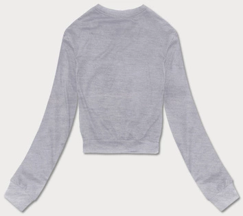 Cienka krótka bluza dresowa damska jasnoszara (8B938-2)