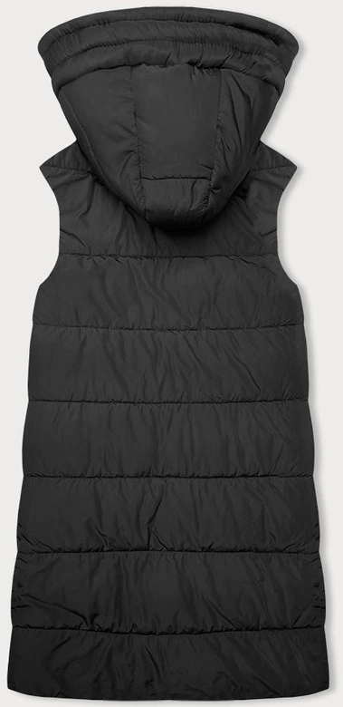 Długa kamizelka damska dwustronna czarny-ecru (V771)