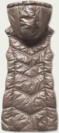 DAMSKA KAMIZELKA Z KAPTUREM CIEMNY BEŻ (B8026-12)