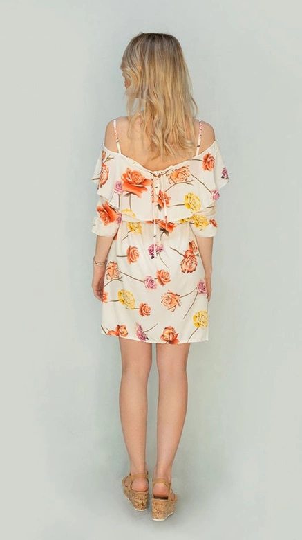 SUKIENKA HISZPANKA W KWIATY KREMOWA (356ART)