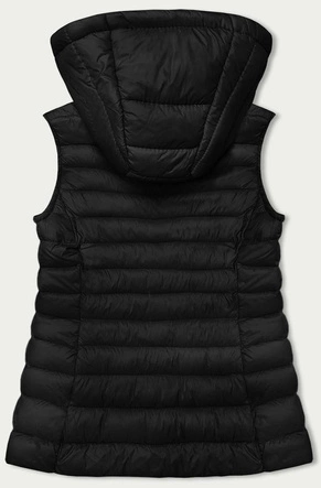 Pikowany bezrękawnik z kapturem damski czarny (16M9139-392)