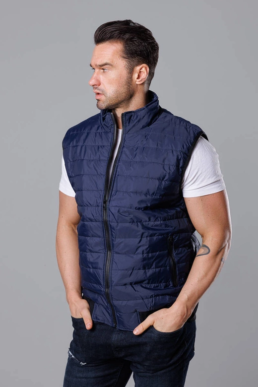 Pikowany bezrękawnik męski granatowy (8MY77-2)