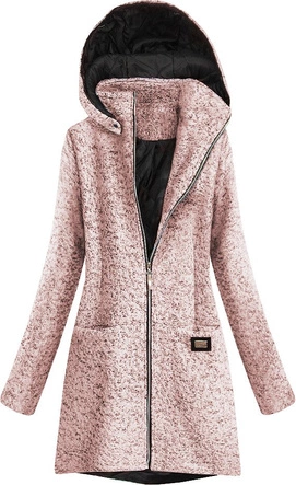 KRÓTKI PŁASZCZ ZIMOWY Z KAPTUREM RÓŻOWY (516/1ART)