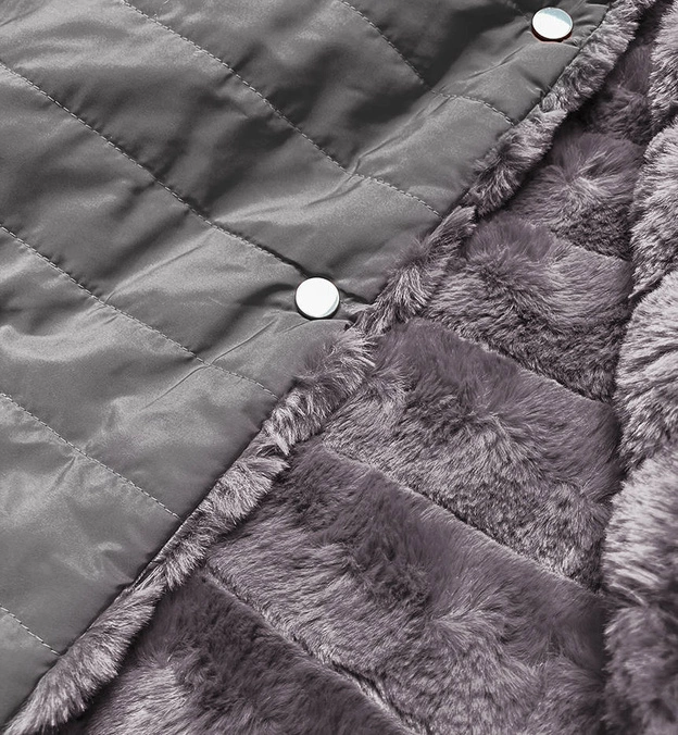 LEKKA KURTKA ZIMOWA DAMSKA FUTRO 2 W 1 SZARA (39039)