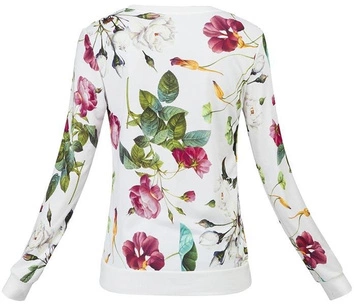 ŚMIETANOWA BLUZA W KWIATY Z NAPISEM (GOOD35)
