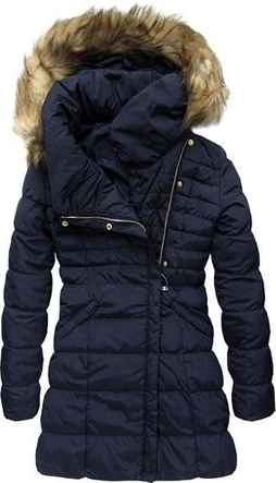 GRANATOWA DŁUGA KURTKA ZIMOWA (5813)