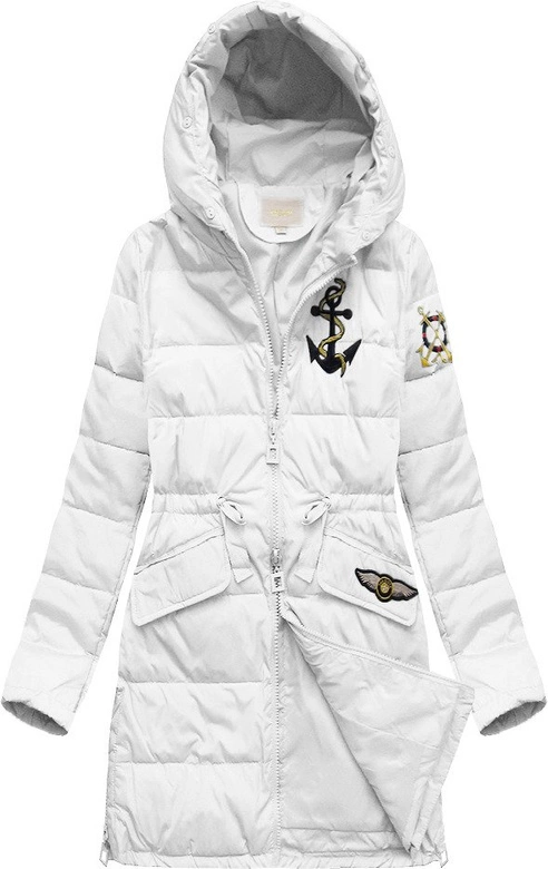 PIKOWANA KURTKA Z NASZYWKAMI BIAŁA (08)