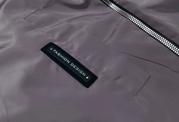 Cienka kurtka damska z ozdobną lamówką ciemny szary (B8145-9)