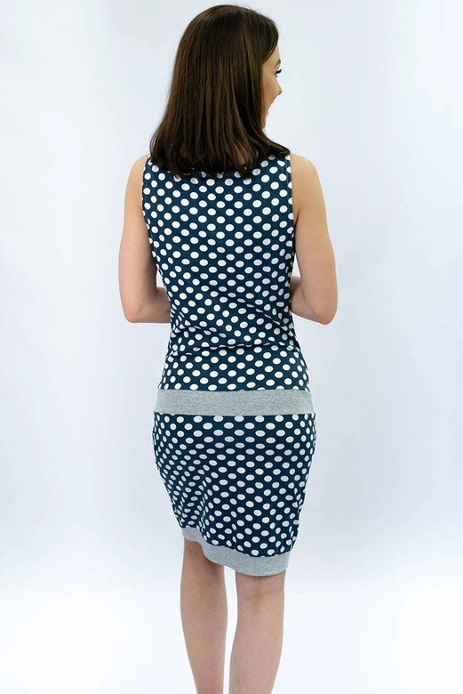 DAMSKA SUKIENKA W GROCHY Z KIESZONKĄ GRANATOWA (1570)