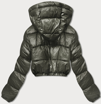 Krótka kurtka puchowa typu crop khaki (d2-3831-22)