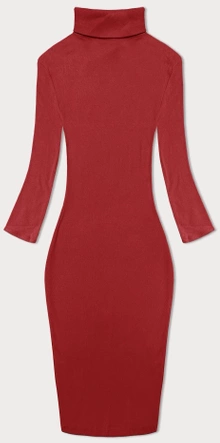  Dopasowana sukienka w prążki z golfem Rue Paris czerwona (5133)