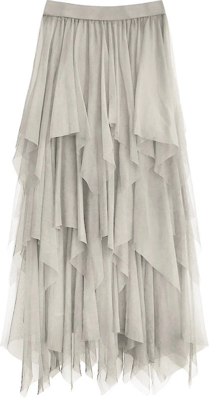 TIULOWA SPÓDNICA O DŁUGOŚCI MAXI BEŻOWA (479ART)