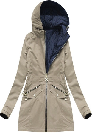 DWUSTRONNA KURTKA Z KAPTUREM BEŻOWA (XW610X)