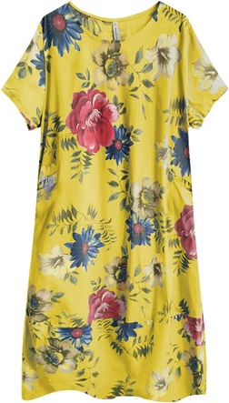 BAWEŁNIANA SUKIENKA OVERSIZE MUSZTARDOWA (341ART)