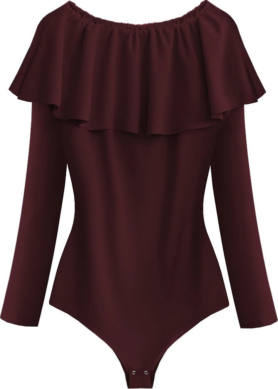 BODY Z DŁUGIM RĘKAWEM BORDOWE (539ART)