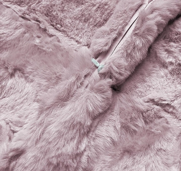 Kurtka damska futro z kapturem pudrowo różowa (br9741-81)