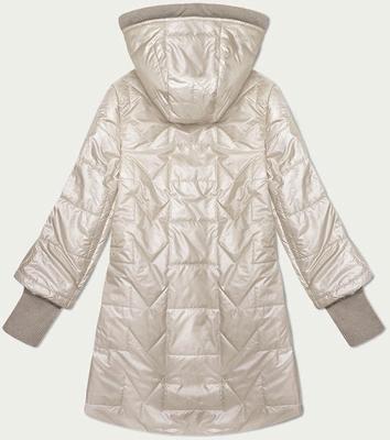 Pikowana kurtka z ozdobnymi ściągaczami S'West jasny beż (B8345-70)