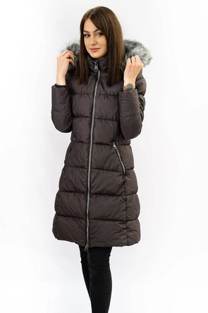 Damska zimowa pikowana kurtka oberżynowa (7701)