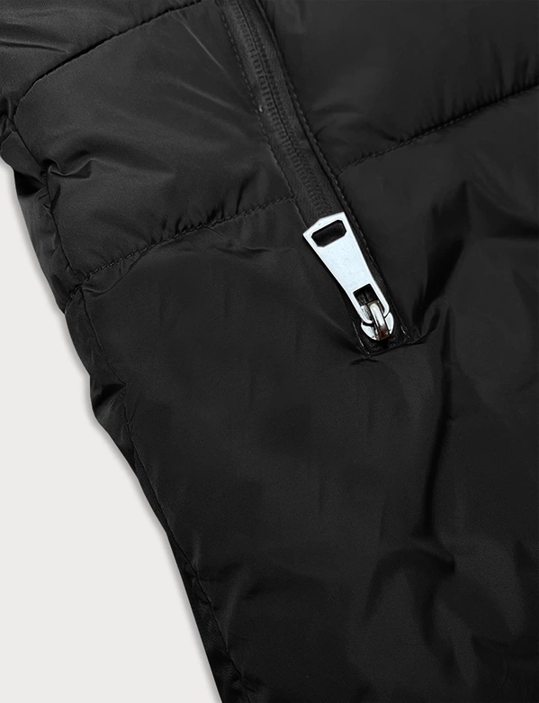 Asymetryczna kurtka damska czarna (2M-21113)