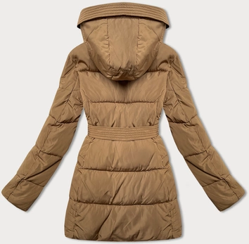 Taliowana kurtka zimowa z paskiem brązowa (23MY-207)