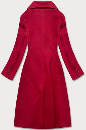 KLASYCZNY DAMSKI PŁASZCZ NA GUZIKI BORDOWY (2713)
