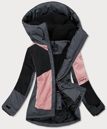 DAMSKA KURTKA ZIMOWA NARCIARSKA GRAFIT-RÓŻ (B2359)