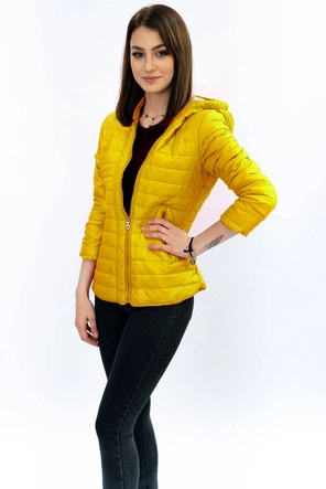 Pikowana kurtka z kapturem żółta (s-115)