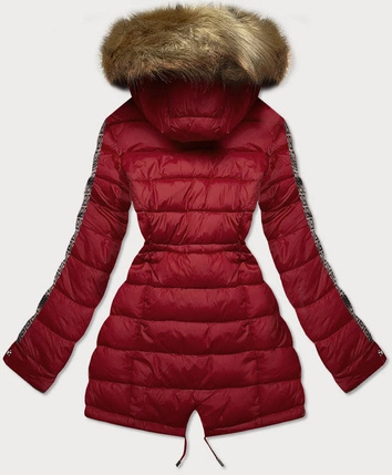 Dwustronna damska  kurtka zimowa bordowo-brązowa (mhm-w556)