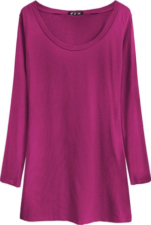 BAWEŁNIANA BLUZKA Z DŁUGIM RĘKAWEM AMARANTOWA (X1303X)