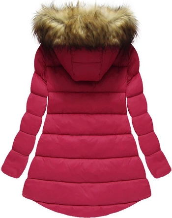 ASYMETRYCZNA KURTKA Z KAPTUREM CZERWONA (7675)