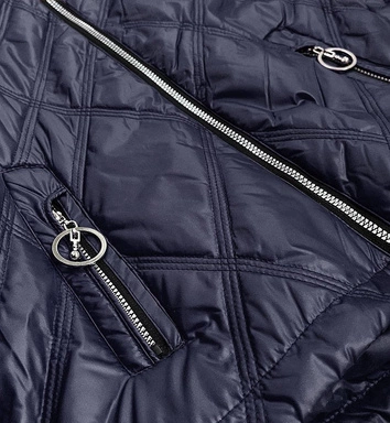 Lekka kurtka damska z kapturem granatowa (bh2004)