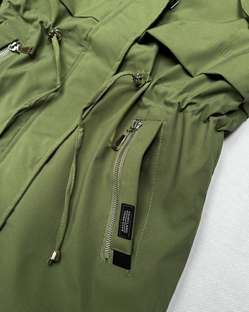 Dwustronna kurtka parka Goodlookin zielona panterka (KK60424-2#)