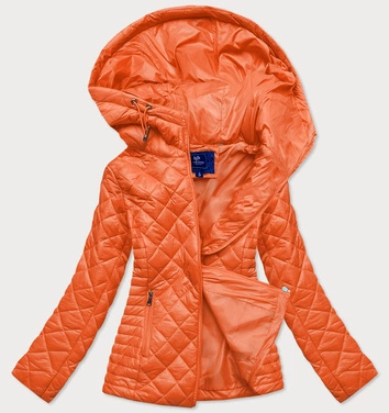 Pikowana kurtka damska z kapturem pomarańczowa (ly-01)