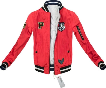 DWUSTRONNA BOMBERKA Z NASZYWKAMI CZERWONO-BIAŁA (W517)