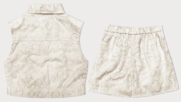 Letni komplet kamizelka i krótkie spodenki beżowy (72018)