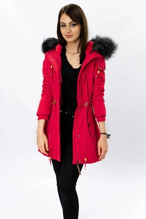 WODOODPORNA PARKA DAMSKA NA FUTERKU CZERWONA (M-933)