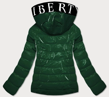 Kurtka damska z wzorzystą podszewką zielona (w707)