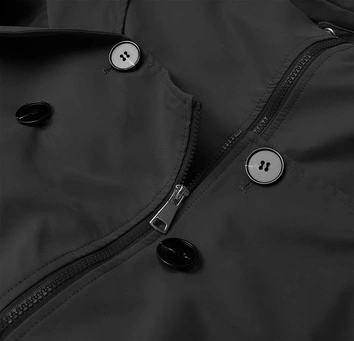 Dwurzędowy trencz z paskiem czarny (ag3-011)