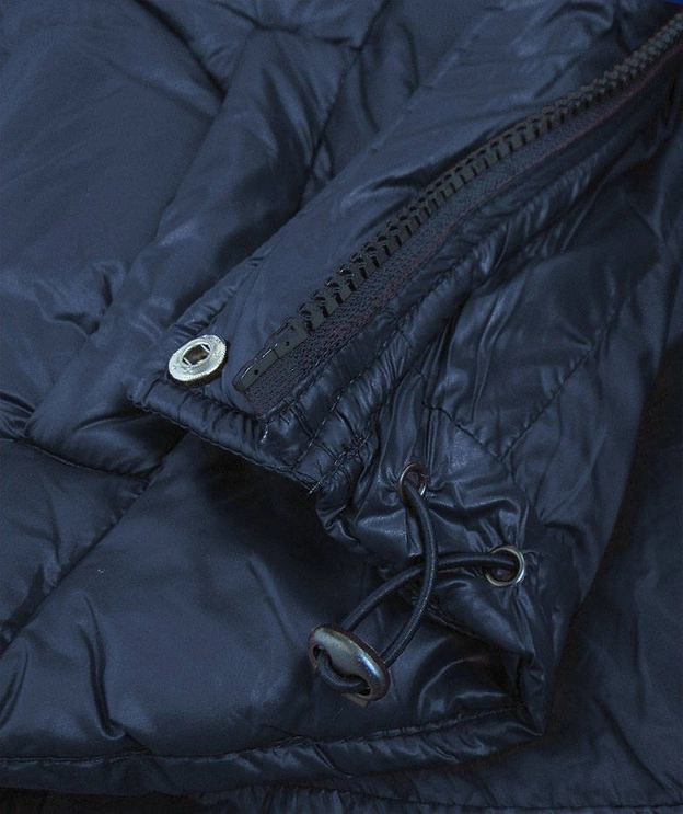 Damska kurtka pikowana z odpinanym kapturem granatowa (7564)