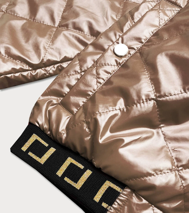 Błyszcząca kurtka damska bomberka karmelowa (b9798-46)